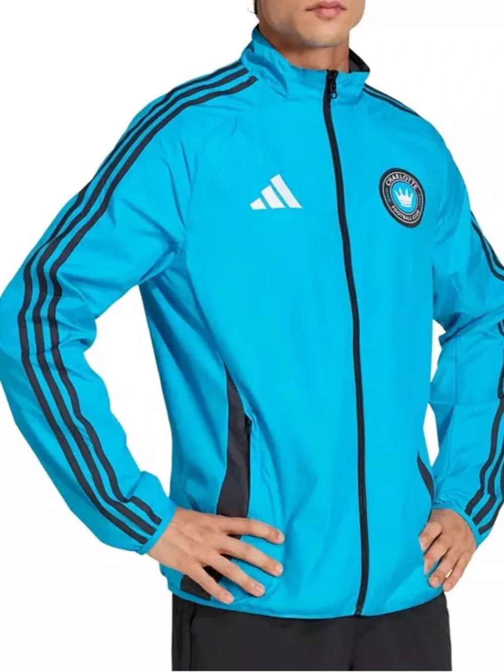 Brand New-adidas Adult Charlotte FC 2025 Blue Anthem Reversible Jacket